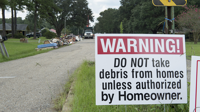 disaster recovery warning sign